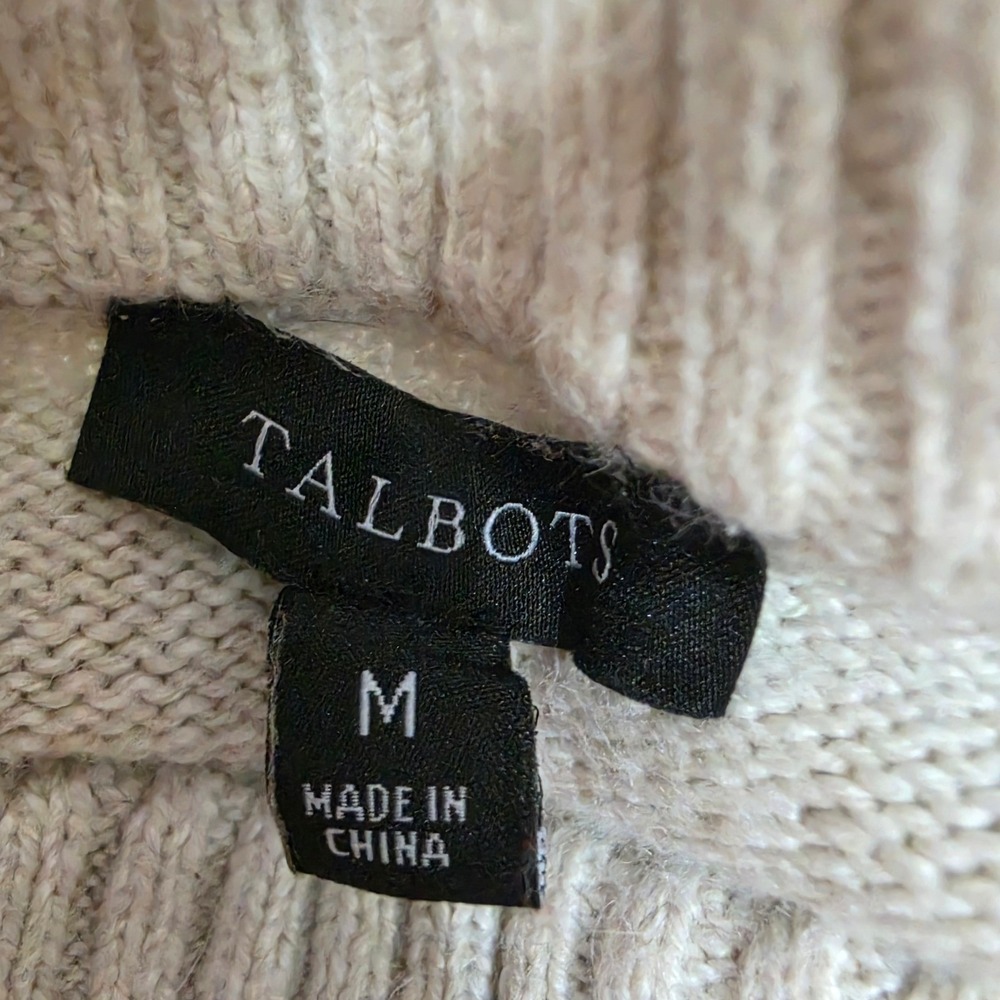 Talbots Womens Fox Fair Isle Button Shoulder Sweater Oatmeal Orange Size M - Picture 5 of 7